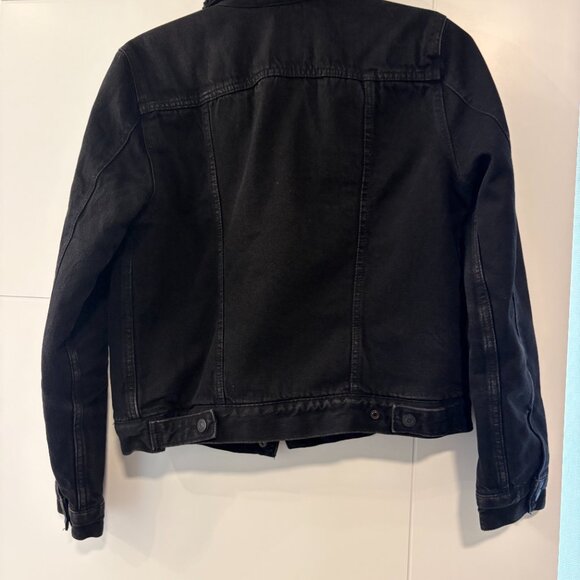 LEVI'S Premium Original Sherpa Trucker Denim Jacket Size Small Forever Black - Picture 2 of 4